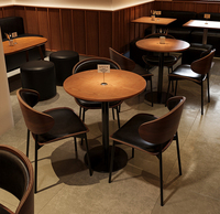 Ensemble table et chaises de café rétro en bois, sièges de banquette en bois, table vintage, chaise de restaurant commerciale