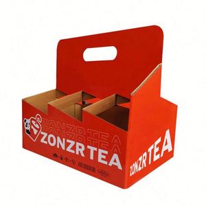 Supports de tasses en papier kraft jetables personnalisés pour thé au lait et café, pliables, avec logo imprimé - 500 pièces par commande, disponibles pour 2 ou 4 tasses - Product Image 6