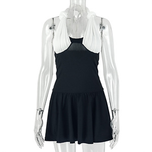 Abito da casa da donna senza maniche, <span class=keywords><strong>plissettato</strong></span>, a trapezio, con scollo avvolgente, stile color blocking, casual ed elegante - Product Image 6