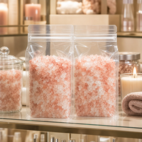 Pochette transparente autoportante avec fermeture éclair pour billes de bain et perles de spa, emballage en gros pour marques de beauté et vente au détail