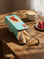 Vente en gros directe usine sous marque privée : Mini cornets croustillants, cornets de gaufres, cornets de biscuits fourrés au chocolat, cornets de gaufrettes au chocolat