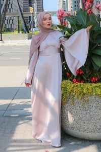 Nuevo Vestido Abaya Musulmán de Satén, Pañuelo Musulmán de Seda <span class=keywords><strong>Medina</strong></span>, Vestido Elegante y Modesto - Product Image 2