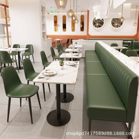 Ensemble de meubles de restaurant en cuir PU moderne et durable, canapé avec sièges en cuir, table avec plateau en marbre et structure en métal pour restaurant occidental