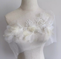 ZSY Luxueux strass blanc fantaisie et perle perlée dentelle brodée 3d fleur applique pour robe de mariée