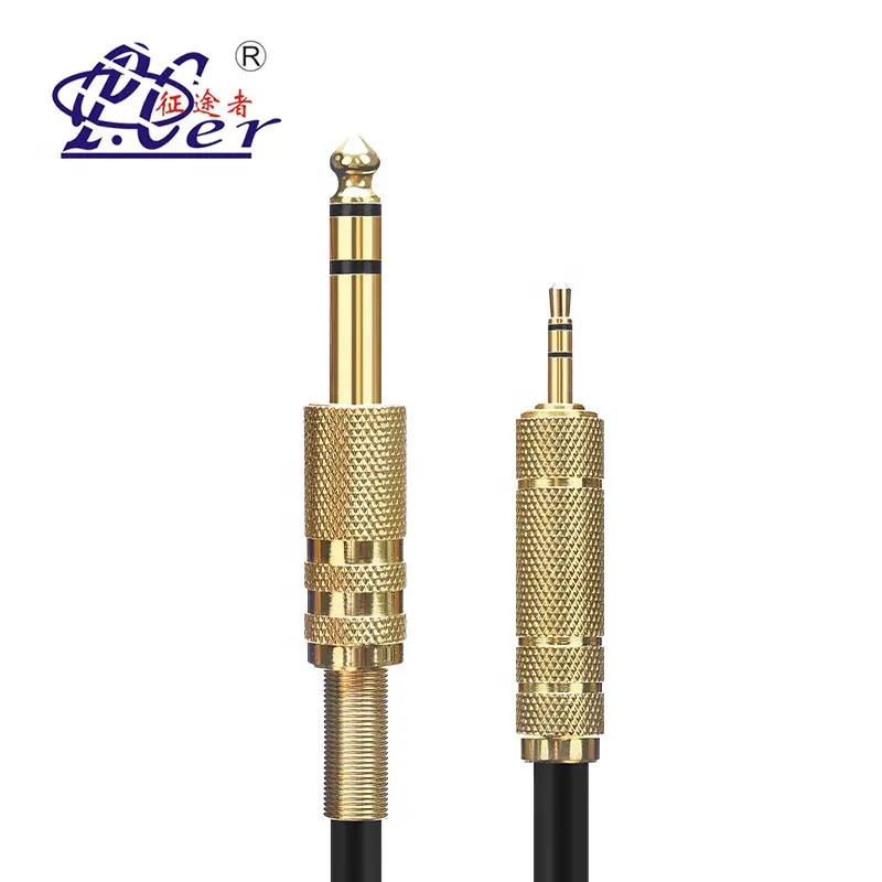 Gold Plated Dual Channel Male to Male 3.5mm to 6.5mm Stereo Audio Adapter Cable