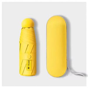 Mini parapluie de poche manuel ultra-léger à 5 plis et 8 baleines, protection UV, coloré, avec logo personnalisé, pour adultes, cadeaux d'affaires - Product Image 1