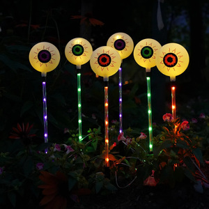 Lampes solaires d'Halloween à piquet de sol IP65, décorations de jardin LED étanches avec tubes transparents colorés, fantômes, citrouilles et crânes - Product Image 2