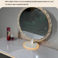 Nouvelle Arrivée Coiffeuse Moderne Minimaliste avec Miroir LED Réglable et Tabouret, Meuble de Chambre Écologique pour Maquillage
