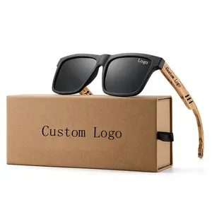 Óculos de sol quadrados polarizados, óculos de sol quadrados, retrô, personalizado, de bambu polarizado, barato, de madeira