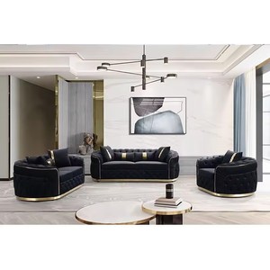 Divano Chesterfield di Lusso Europeo con Gambe Oro Rosa, Rivestimento in Velluto Bianco con Bottoni Trapuntati, Set per <span class=keywords><strong>Soggiorno</strong></span>, Arredamento per la Casa - Product Image 4