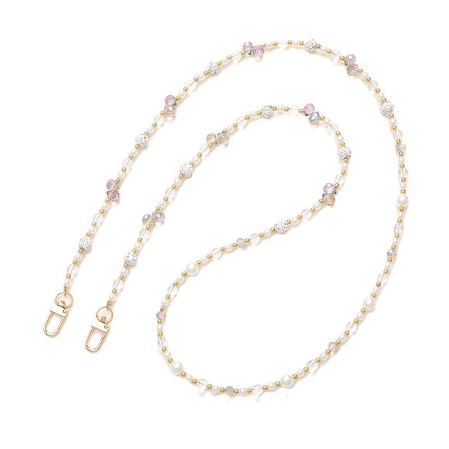 Luxury Crystal Beaded Crossbody Phone Chain Fashion Mixed Beads Strap Elegant Bag Hanging Accessory Anti-Lost Lanyard
