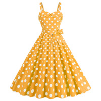 Robe longue évasée vintage à pois floraux pour femme, tenue décontractée d'été à bretelles réglables