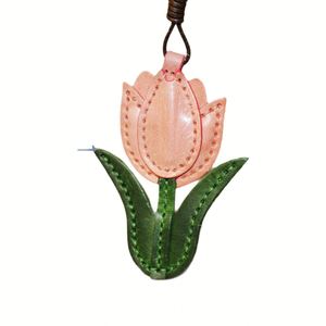 Floral Pendant Pu Pink <b>Bag</b> Lotus Leather <b>Charm</b> Gift for Gifts - Product Image 2