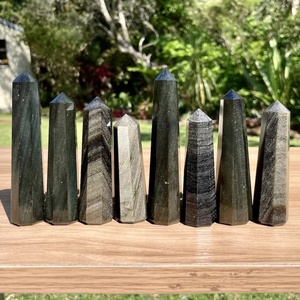 1 Pc Hot Sell High Quality Nature Golden Obsidian Point 7-11cm Healing Crystal Stone Tower for Decor Gift - Product Image 4