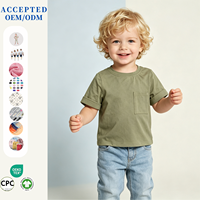 T-shirt à manches courtes pour garçons, avec poche, col rond, manches retroussées, décontracté, pour l'été, design OEM
