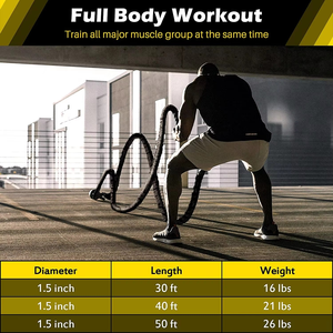 Cordes commerciales de combat de <span class=keywords><strong>musculation</strong></span> pour l'entraînement physique 38mm ou 50mm Big Black Gold 9Mm pour les entraînements de haute intensité - Product Image 6