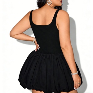 Plus Size Women's Ruched Bust <b>Bubble</b> Hem <b>Mini</b> Dress Sleeveless Sweetheart Neck Party Dresses Fashion - Product Image 2