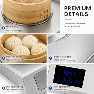 Horno Eléctrico Comercial para Panecillos al Vapor, 3 Posiciones de Calentamiento, Acero Inoxidable, Calentador de Alimentos, 4KW 220V para Restaurante - Product Image 2
