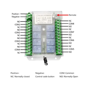 TAOCHIS-sistema de Control remoto inalámbrico, 433Mhz, CC, 12V, 8 canales, RF, 8 canales, relé de 8 canales