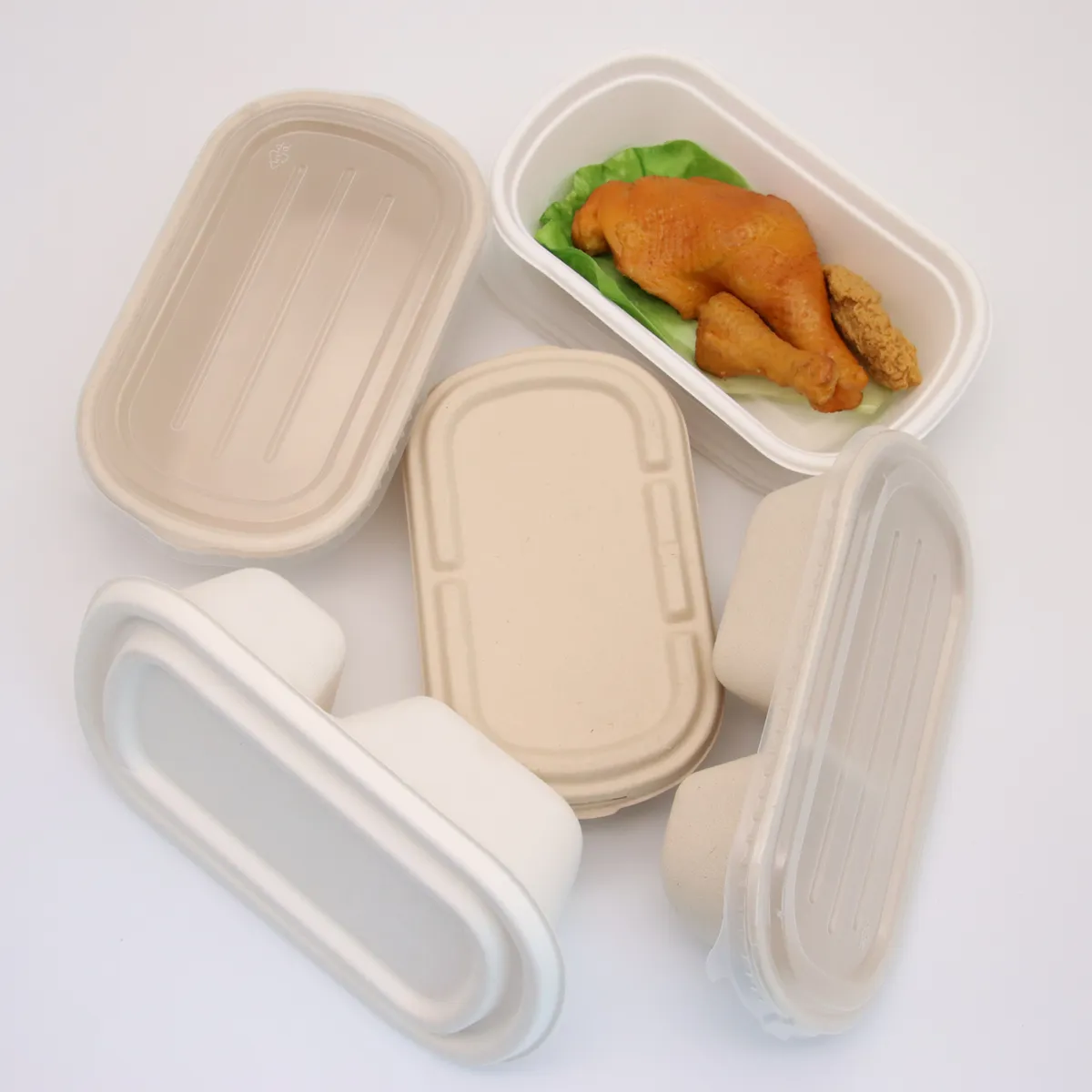 Einweg biologisch abbaubare Zuckerrohr Bagasse zum Mitnehmen Lunch behälter Verpackung Fast-Food-Boxen mit Deckel
