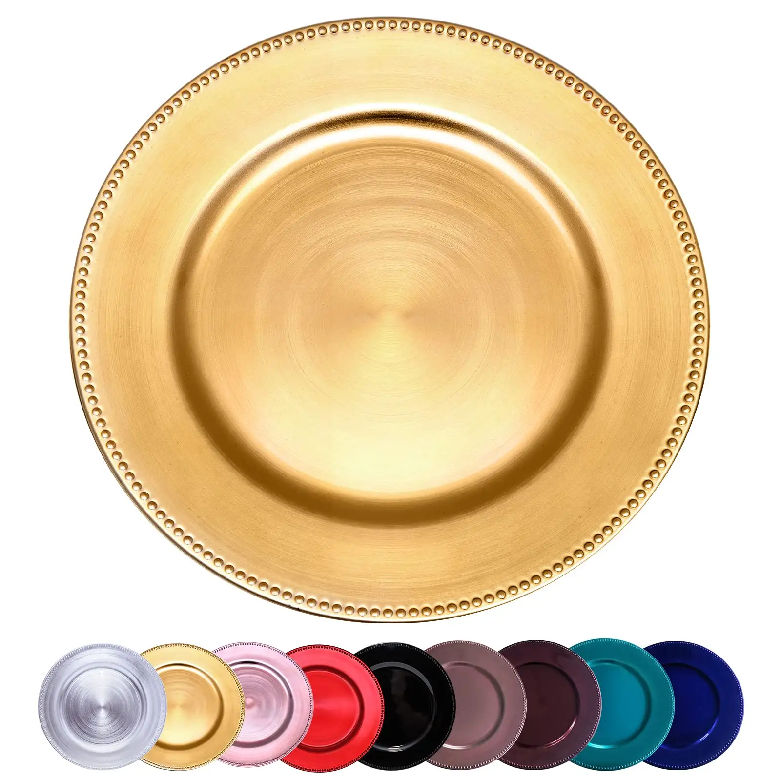 Groothandel Ronde 13 "(Ongeveer 33.0 Cm) Goud Zilveren Oplader Borden Voor Diner Borden Bruiloften Elegante Decoratie