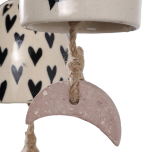 Campanelli a vento in ceramica dipinti a mano con campanelle a forma di cuore e luna per giardino, patio, portico, cortile - Product Image 6
