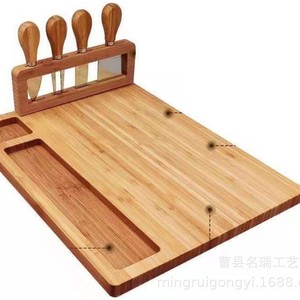 Juego de Tabla de Quesos de Madera con Cuchillos Rectangular 39.5x29.5x4.5 Cm para Fiestas y Uso Doméstico - Product Image 4