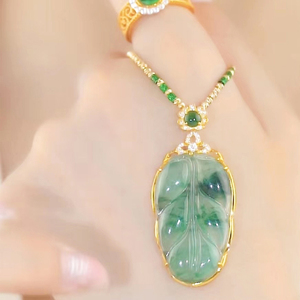 Collana con Ciondolo in Giada Hetian Verde Stile Cinese con Catena Luccicante <span class=keywords><strong>per</strong></span> Donne e Ragazze, Gioiello Portafortuna - Product Image 5