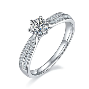 定制生产的硅石订婚戒指硅石承诺戒指14k金品质银订婚戒指 - Product Image 3