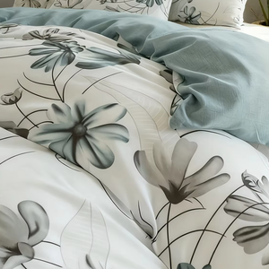 Ensemble de literie trois pièces en fibre de polyester douce et respirante, personnalisé en usine, avec motif élégant de fleur de lotus pour chambre à coucher moderne - Product Image 5