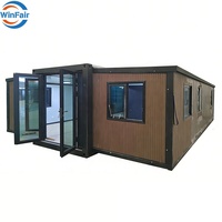 Maisons conteneurs mobiles extensibles de luxe WinFair 40 pieds, préfabriquées avec WC pour logement temporaire / abri