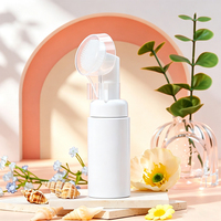 Bouteille moussante en PET de 40 ml, 50 ml, 60 ml, 80 ml, 100 ml avec brosse nettoyante pour le visage - Distributeur à pompe pour nettoyant facial