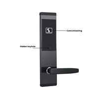 Cerradura de Puerta de Hotel Nueva con Software de Gestión, Desbloqueo con Tarjeta, Sistema Electrónico de Seguridad Inteligente, Cerradura de Hotel Integral Negra Inteligente con Llave