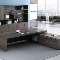 Mobilier de bureau en bois personnalisé grande Table de travail luxe en forme de L bureau exécutif avec huche