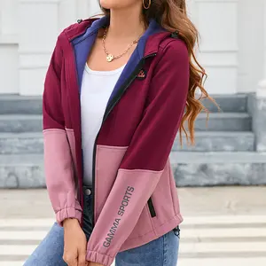 Fashion Hooded Stand Collar Short Jackets For Women Windproof Sports Fitness Ladies Coats Custom