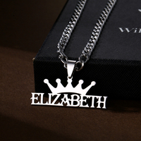 Collar con Nombre Personalizado de Acero Inoxidable, Colgante con Placa de Identificación, Corona Personalizada de HipHop Europeo y Americano, para Hombre y Mujer