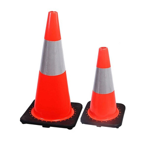 Cône de signalisation en PVC de 45 cm de hauteur, base noire, robuste, longue durée de vie - Product Image 2