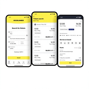 Application mobile de réservation de billets de bus pour Mac avec recherche de trajets en ligne, sélection de sièges, horaires en direct, gestion des réservations et suivi des trajets. - Product Image 1