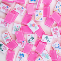Set Mahjong Cowgirl 3-Lapisan Akrilik, Ubin Mahjong Amerika dengan Pola Gurun Barat, Permainan Mahjong untuk Pertemuan Sosial Wanita