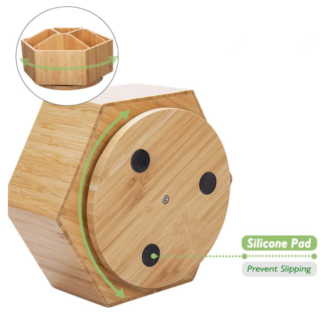 Бамбуковый Настольный органайзер, бамбуковый вращающийся Органайзер