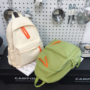 Simple Solid Color <b>Backpack</b> 15 Inches Waterproof Large Capacity Unisex Schoolbag For College Students Leisure Travel - Product Image 4