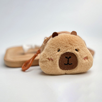 Porte-clés en peluche Capybara mignon et créatif avec fermeture éclair en plastique, petit sac à monnaie, étui pour écouteurs et rouge à lèvres, idéal pour les cadeaux