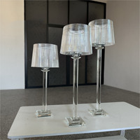 Ensemble de trois bougeoirs en cristal en acrylique pour centre de table de mariage, 60 cm/70 cm/80 cm, fournitures décoratives