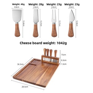 Solid Wood Square Cheese <strong>Board</strong> with Cutting Knife Acacia and Bamboo Cheese <strong>Tools</strong> Food Tray Serving <strong>Board</strong> - Product Image 4