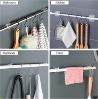 Crochets adhésifs sans perçage pour tringle à rideau, tringle télescopique, crochets adhésifs en plastique pour outils, écologiques