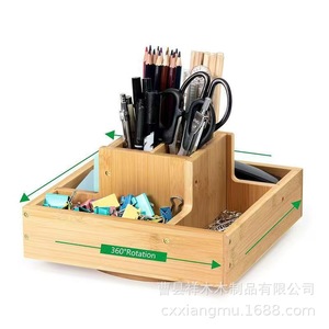Boîte de rangement en bois carrée, porte-stylo de couleur bois naturel pour bureau, étude, usage domestique - Product Image 4