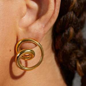 Pendientes de Espiral Geométrica en Acero Inoxidable con Baño de Oro de 18k, Joyería de Moda para Mujer - Product Image 2