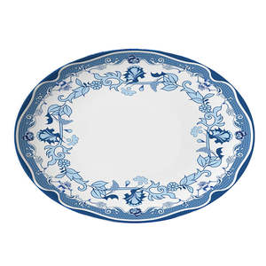 Plato de Presentación de Cerámica Azul y Blanco con Diseño Floral Moderno y Lujoso, Diseño Vintage para Cocina, Hogar y Bodas - Product Image 3