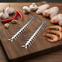 Fourchettes et brochettes de barbecue d'extérieur en acier inoxydable WELAND Creative Design pour poisson, fruits de mer, viande - Lavables au lave-vaisselle
