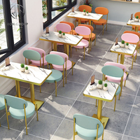 Ensemble table et chaises de café en marbre moderne, canapé, banquette, mobilier pour restaurant